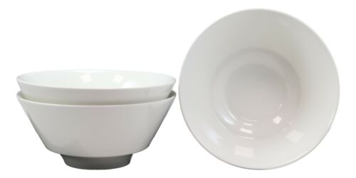 Ebros Gift Contemporary Large White Porcelain Trapezoid Round Bowls 44oz 8.5"Dia Set Of 6