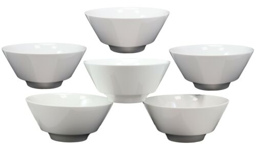 ebros gift Contemporary Large White Porcelain Trapezoid Round Bowls 44oz 8.5"Dia Set Of 6