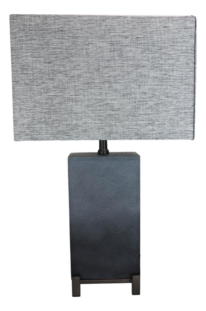 Ebros Gift Contemporary Modern Elegant Grey Polystone Iron Metal Table Lamp With Shade 25"H