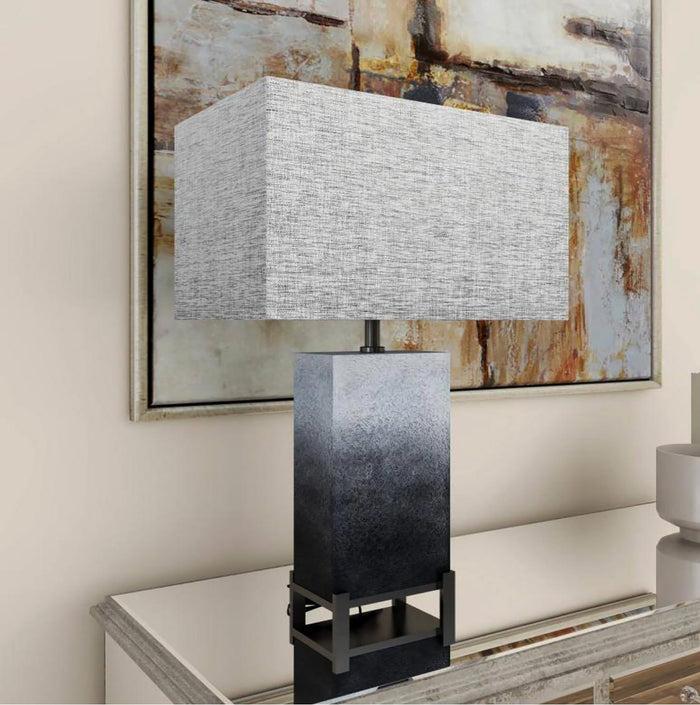 ebros gift Contemporary Modern Elegant Grey Polystone Iron Metal Table Lamp With Shade