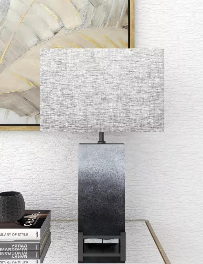 ebros gift Contemporary Modern Elegant Grey Polystone Iron Metal Table Lamp With Shade 25"H