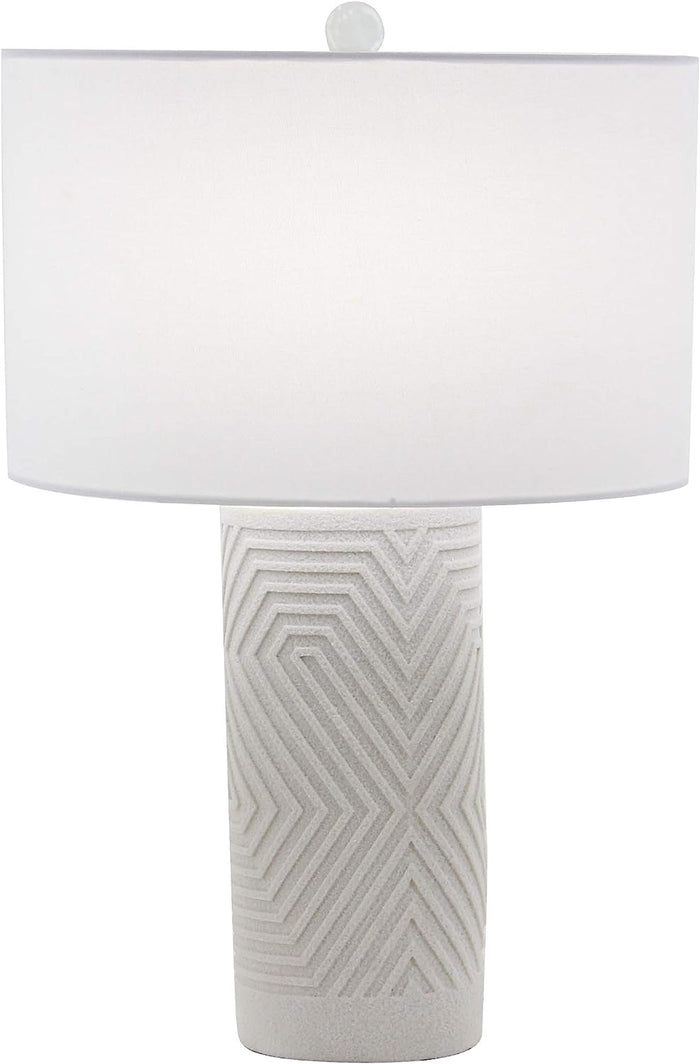 Ebros Gift Contemporary Modern Elegant Linear Pattern Polystone Table Lamp With Shade