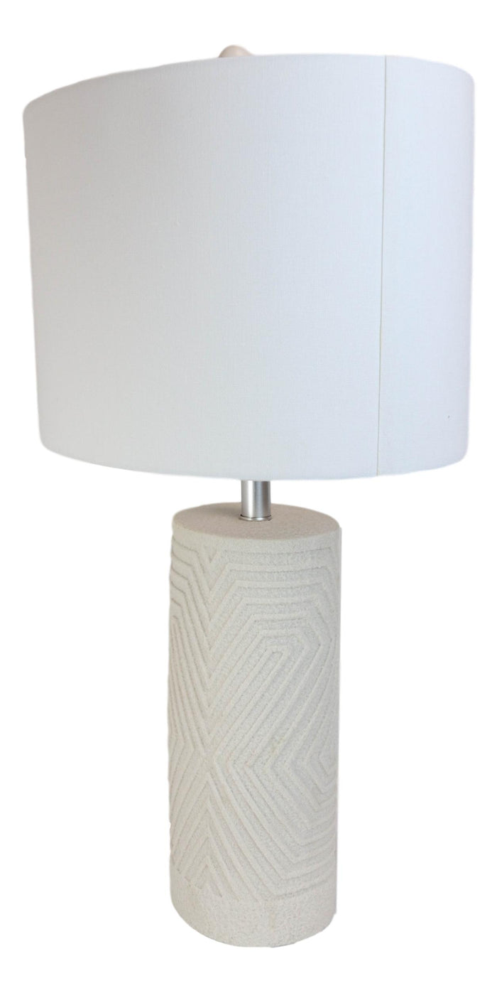Ebros Gift Contemporary Modern Elegant Linear Pattern Polystone Table Lamp With Shade