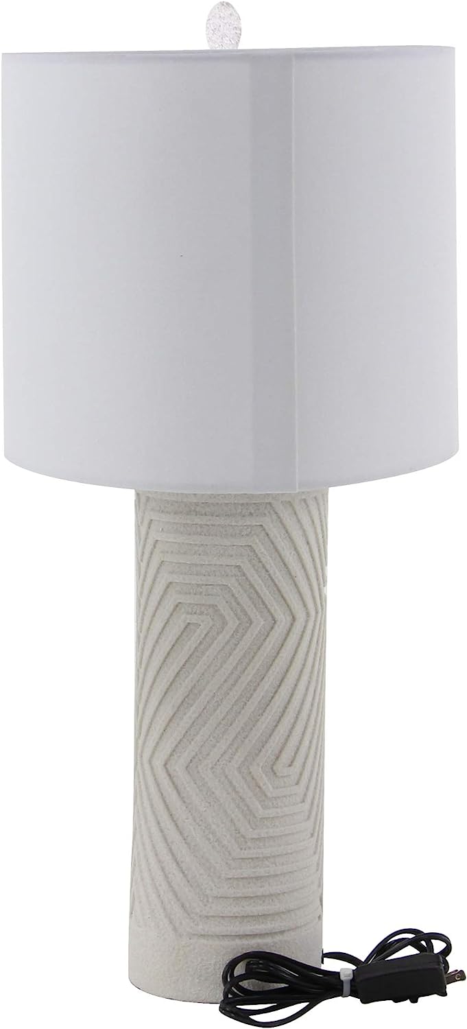 Ebros Gift Contemporary Modern Elegant Linear Pattern Polystone Table Lamp With Shade