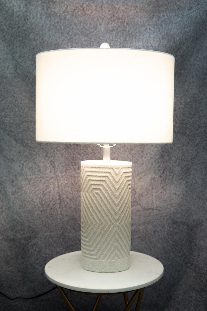 ebros gift Contemporary Modern Elegant Linear Pattern Polystone Table Lamp With Shade