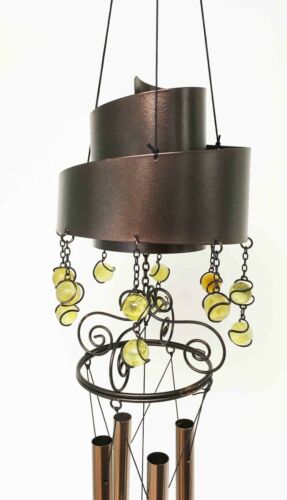 Ebros Gift Contemporary Modern Spiral Design Resonant Copper Wind Chime Garden Patio