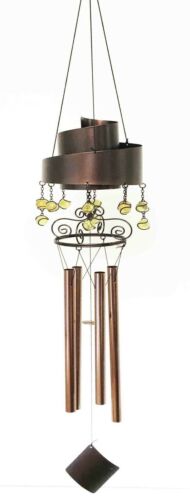 ebros gift Contemporary Modern Spiral Design Resonant Copper Wind Chime Garden Patio