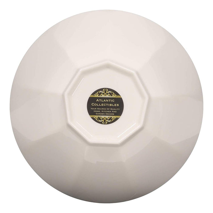 Ebros Gift Contemporary Octagon White Jade Melamine 9"Dia Soup Salad Bowls 48oz Set Of 2