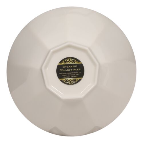 Ebros Gift Contemporary Octagon White Jade Melamine Large 8"Dia Soup Salad Bowls 42oz Set 2