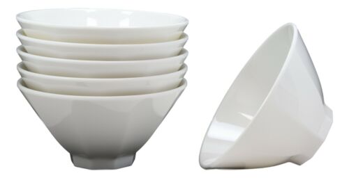 ebros gift Contemporary Octagon White Jade Melamine Large 8"Dia Soup Salad Bowls 42oz Set 6