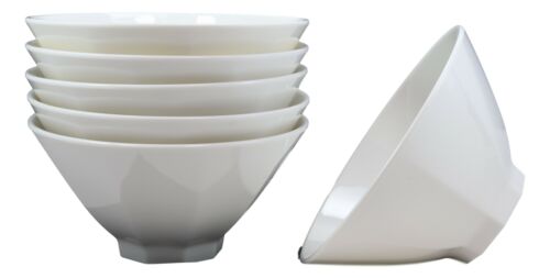 ebros gift Contemporary Octagon White Jade Melamine Large 9"Dia Soup Salad Bowls 48oz Set 6