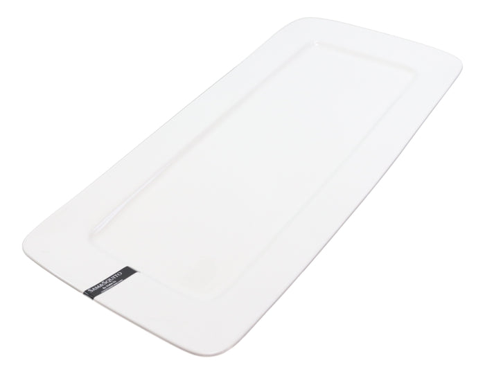 Ebros Gift Contemporary Rectangular White Porcelain Serving Platter Plate Tray Dish 19"L