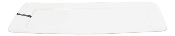 Ebros Gift Contemporary Rectangular White Porcelain Serving Platter Plate Tray Dish 19"L