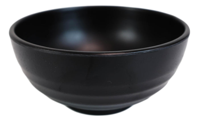 Ebros Gift Contemporary Ridged 6.25"D Matte Black Melamine Salad Pasta Soup Bowls Pack Of 6
