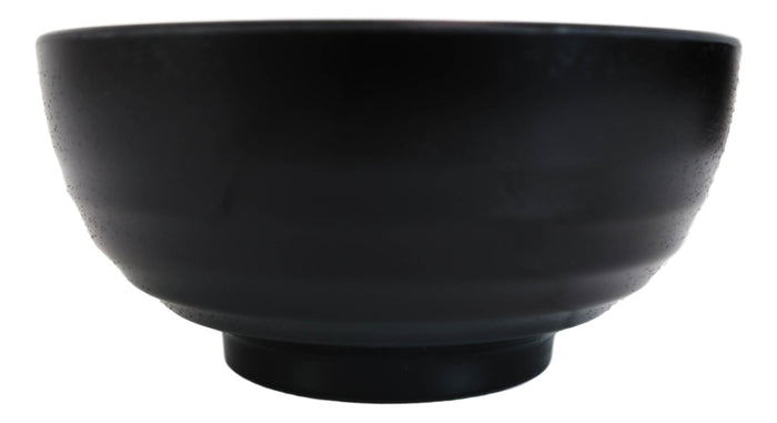 Ebros Gift Contemporary Ridged 6.25"D Matte Black Melamine Salad Pasta Soup Bowls Pack Of 6