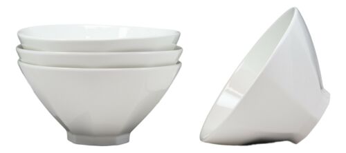 ebros gift Contemporary Trapezoid White Porcelain Large Ramen Pho Soup Bowls 44oz Set Of 4