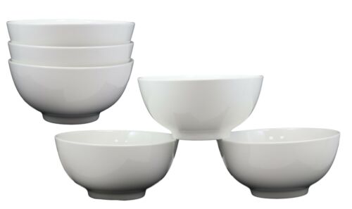 ebros gift Contemporary White Porcelain Large Ramen Pho Udon Soup Bowls 48oz 8.25"D (Set 6)