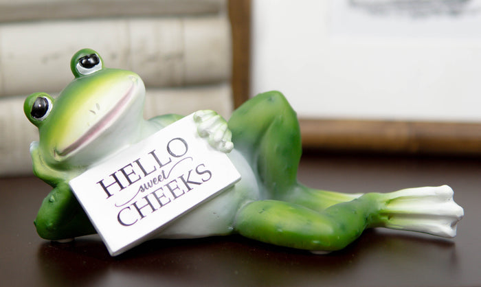 Ebros Gift Corny Green Frog With Hello Sweet Cheeks Sign Decorative Toilet Topper Figurine