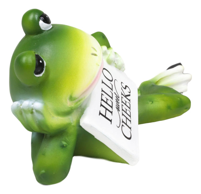 Ebros Gift Corny Green Frog With Hello Sweet Cheeks Sign Decorative Toilet Topper Figurine