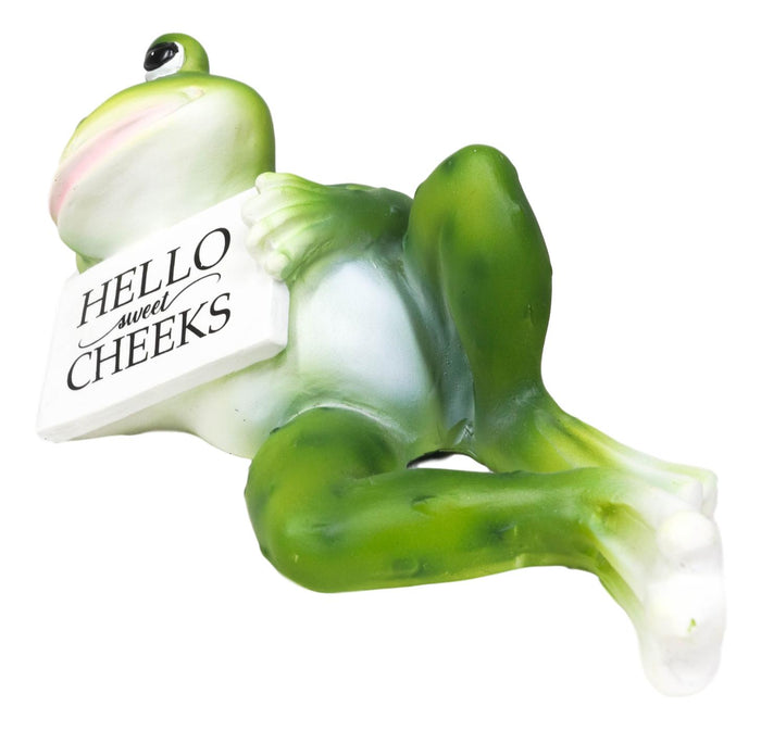 Ebros Gift Corny Green Frog With Hello Sweet Cheeks Sign Decorative Toilet Topper Figurine