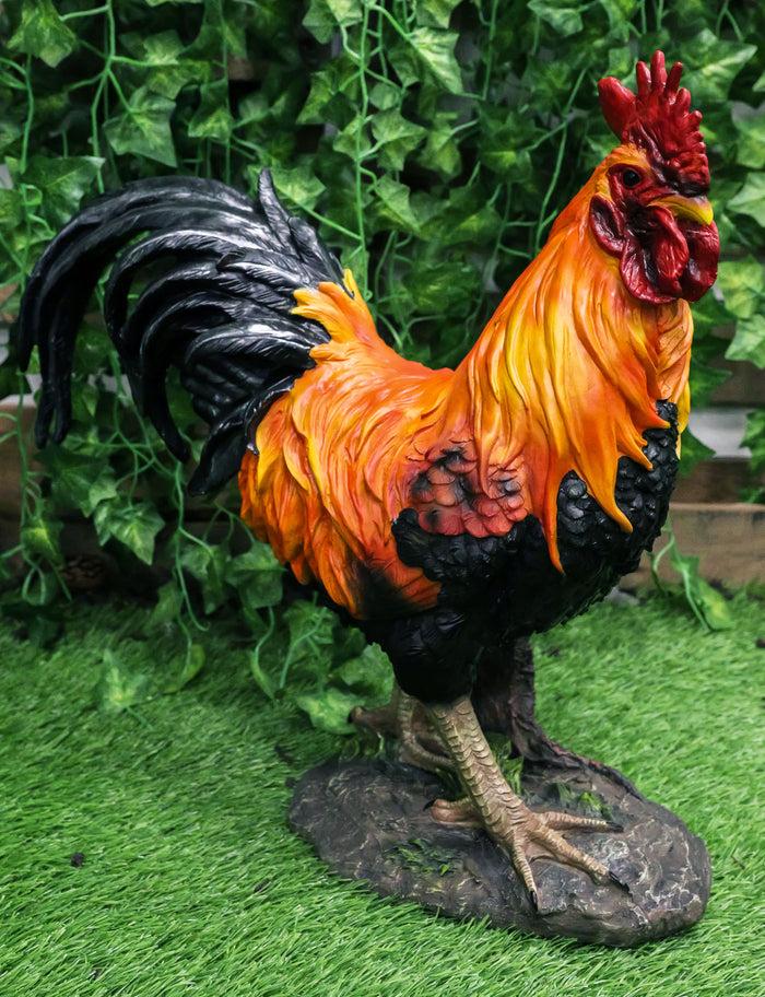 ebros gift Country Farm Chicken Morning Crow Alpha Rooster Figurine Large Statue Home Decor