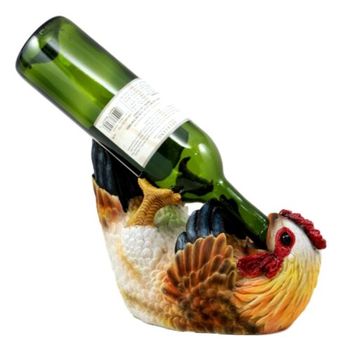 Ebros Gift Country Farm Drunken Hen Chicken Wine Holder Bottle Caddy Figurine 9.75" Long