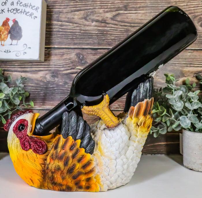 ebros gift Country Farm Drunken Hen Chicken Wine Holder Bottle Caddy Figurine 9.75" Long