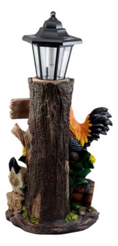 Ebros Gift Country Farm Rooster Hen Chicks Family By Sunflowers Solar Light Lantern Statue
