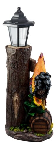 Ebros Gift Country Farm Rooster Hen Chicks Family By Sunflowers Solar Light Lantern Statue