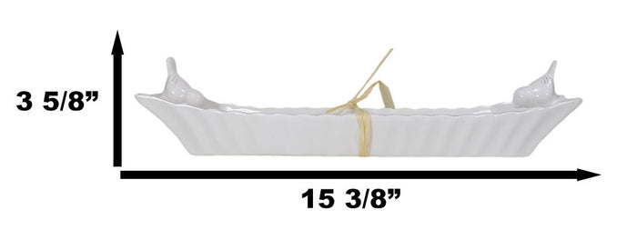 Ebros Gift Country French Two Birds White Ceramic Serving Platter Plate Cracker Dish Tray