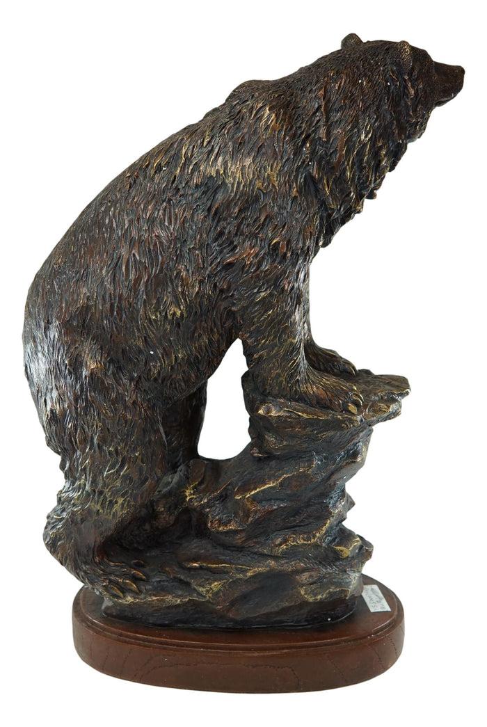 Ebros Gift Country Rustic Black Bear Climbing On River Rocks Figurine With Faux Wood Base