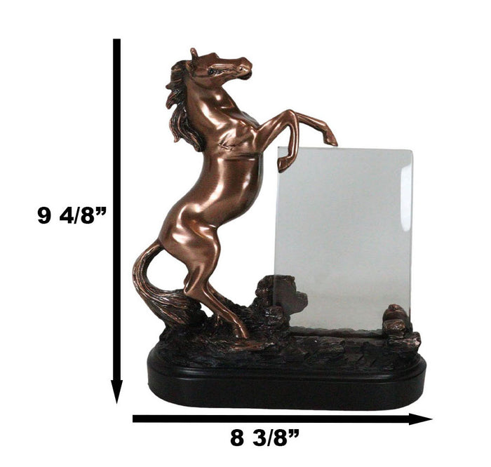 Ebros Gift Country Rustic Rearing Horse Equine Beauty Picture Frame 4"X6" Bronzed Figurine