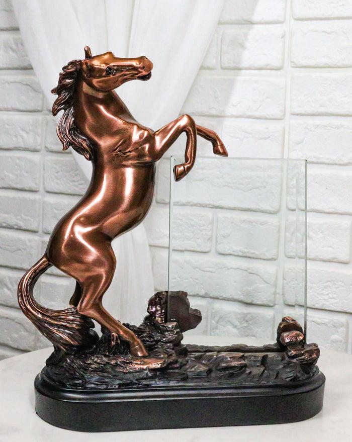 ebros gift Country Rustic Rearing Horse Equine Beauty Picture Frame 4"X6" Bronzed Figurine