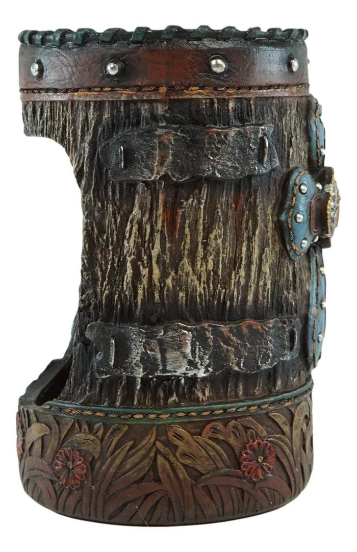 Ebros Gift Country Rustic Western Blue Cross W/ Concho Toilet Brush And Sanitary Holder Set