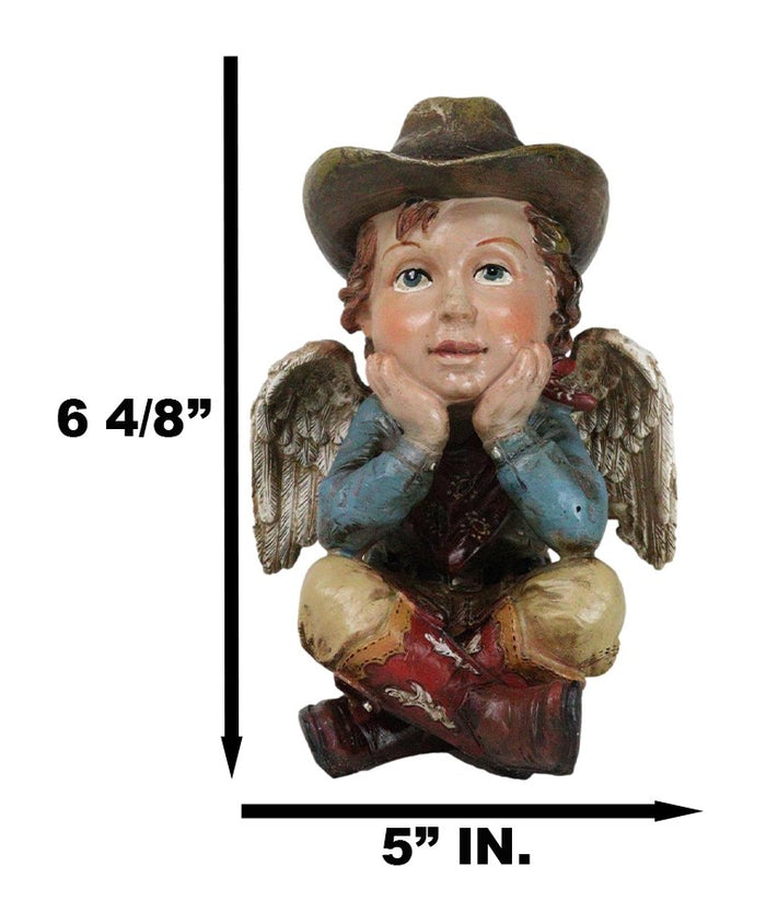 Ebros Gift Country Rustic Western Cowboy Angel Wearing Hat And Red Boots Sitting Figurine