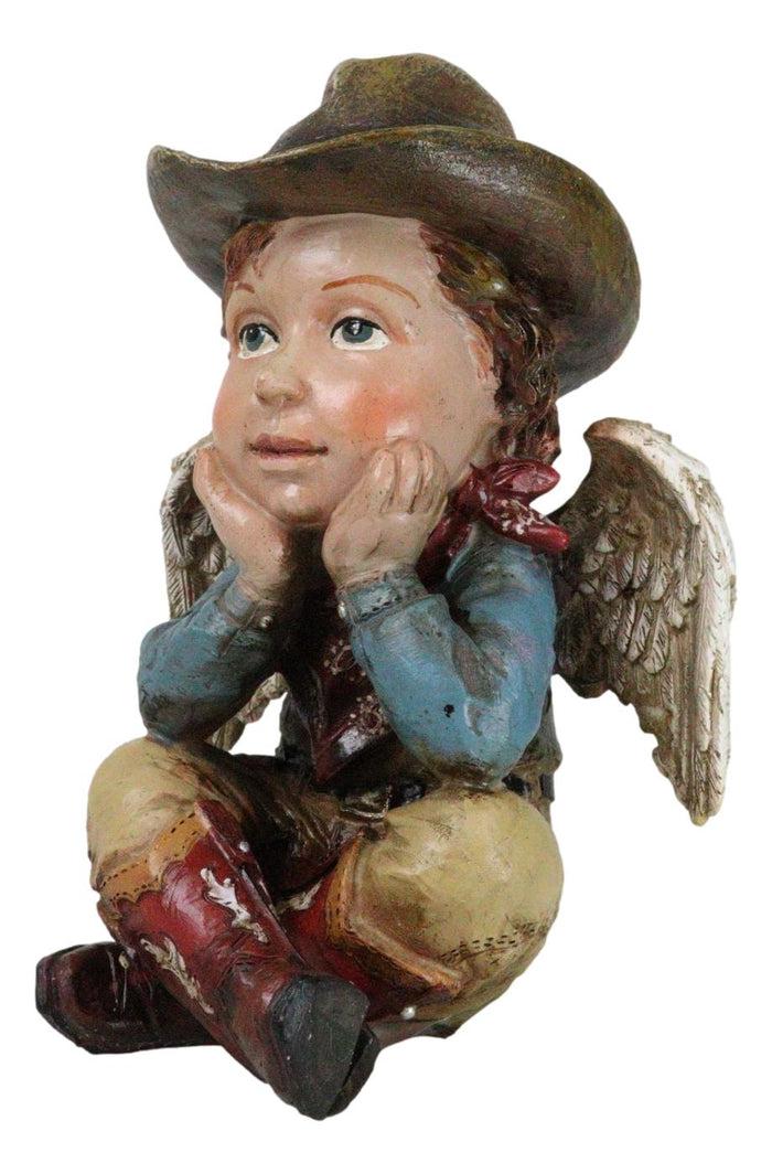 Ebros Gift Country Rustic Western Cowboy Angel Wearing Hat And Red Boots Sitting Figurine