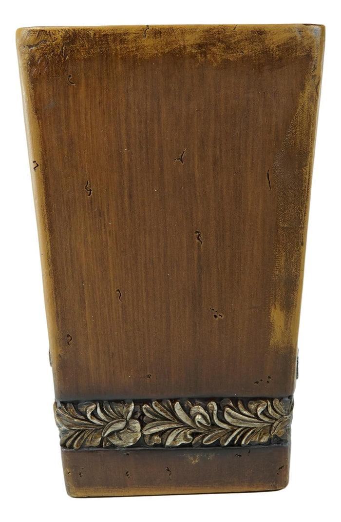 Ebros Gift Country Rustic Western Cowboy With Horse Faux Wood Waste Basket Trash Bin