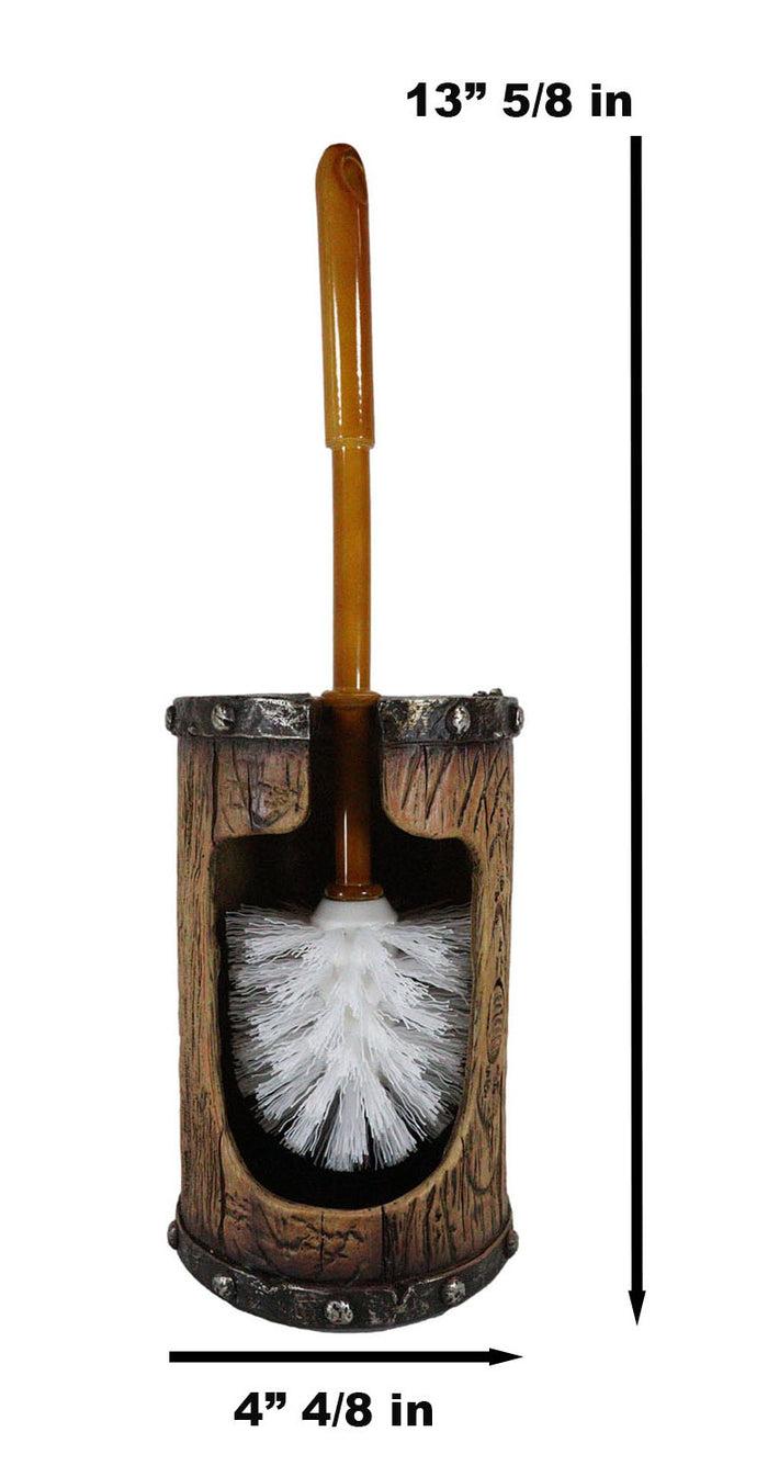 Ebros Gift Country Rustic Western Silver Scroll Cross Faux Wood Toilet Brush And Holder Set