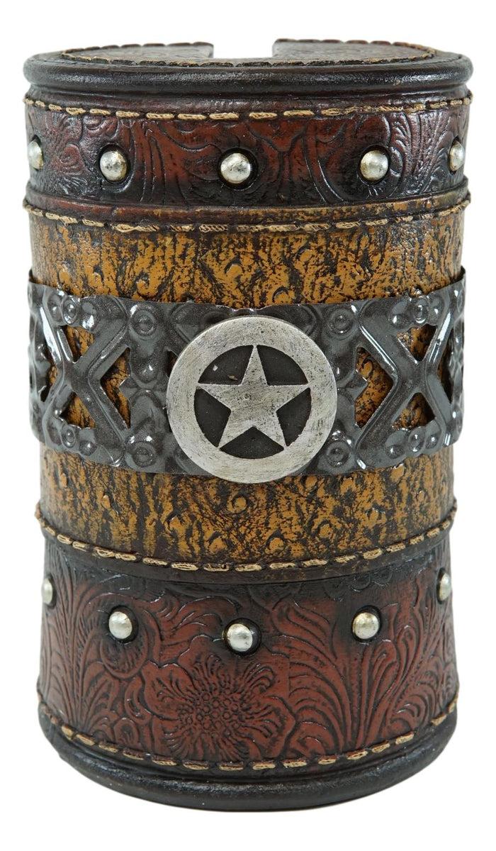 Ebros Gift Country Rustic Western Star Faux Tooled Leather Lace Toilet Brush And Holder Set