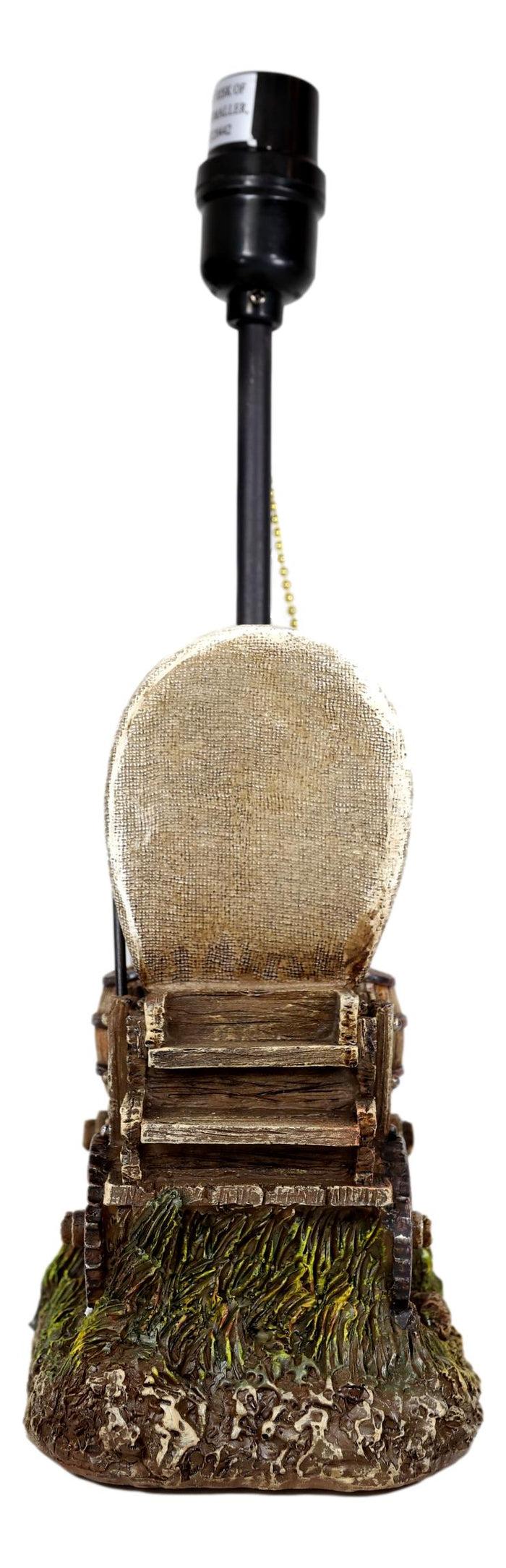 Ebros Gift Country Western Rustic Cargo Carriage Wagon Farm Windmill Table Lamp With Shade