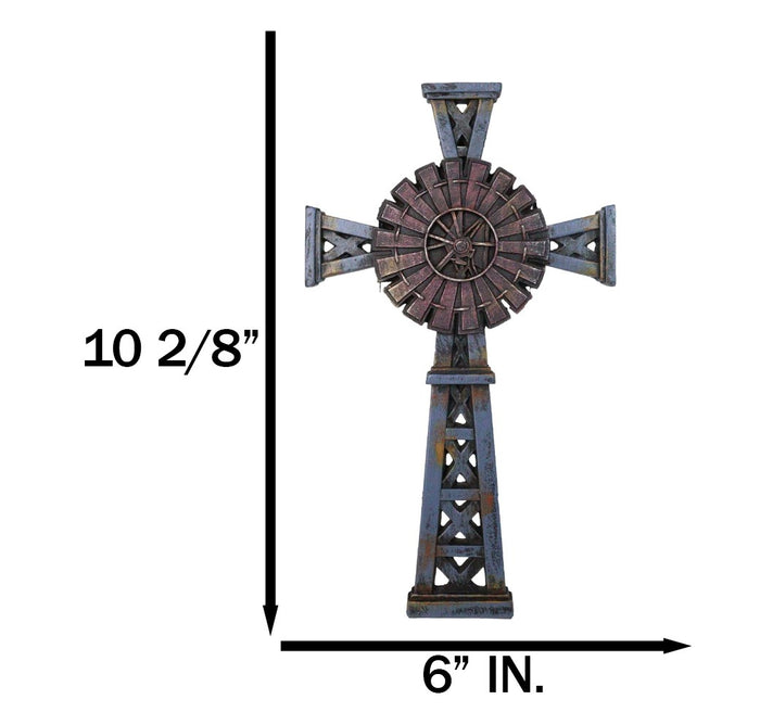 Ebros Gift Country Western Rustic Windmill Towers Decorative Wall Cross Figurine
