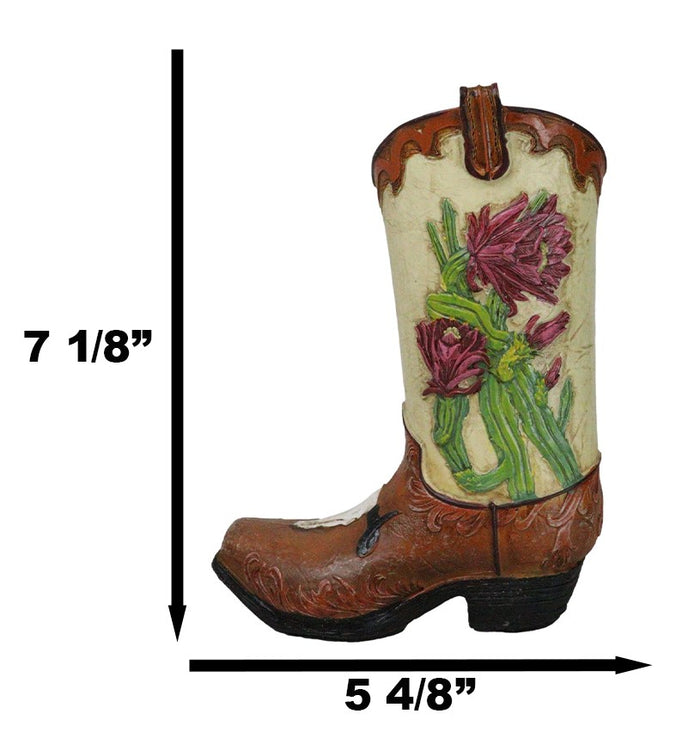 Ebros Gift Country Western Texas Longhorn Cow Skull With Rose Cactus Cowboy Boot Money Bank