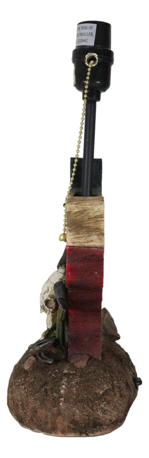 Ebros Gift Country Western Wild West Cow Skull With Texas Lone Star State Flag Table Lamp