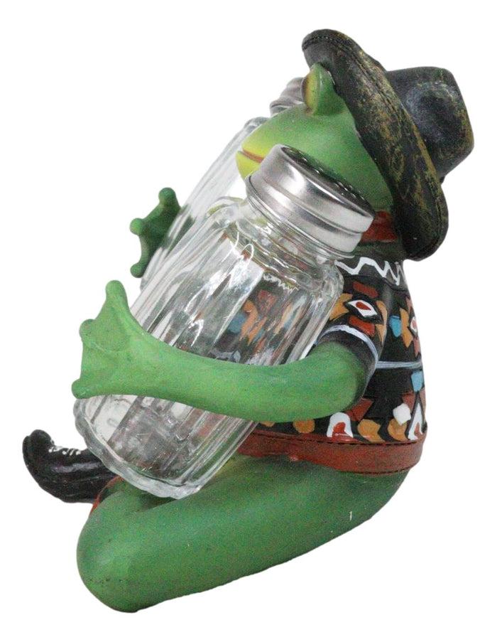 Ebros Gift Cowboy Toad Frog With Hat Boots And Southwest Serape Salt Pepper Shakers Holder