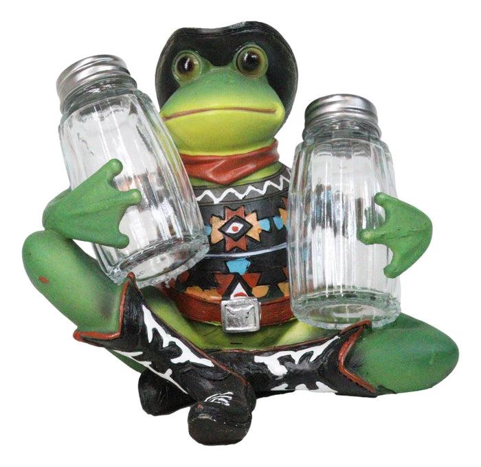 Ebros Gift Cowboy Toad Frog With Hat Boots And Southwest Serape Salt Pepper Shakers Holder