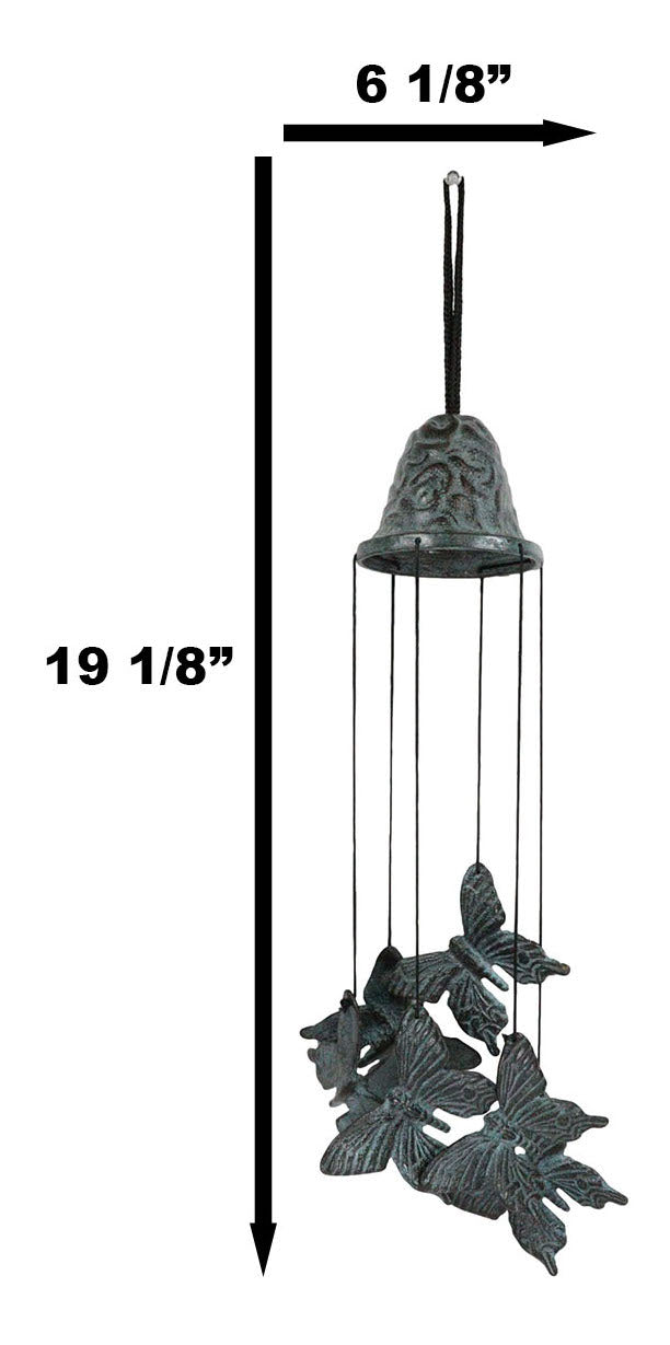 Ebros Gift Cozy Cottage Garden Butterfly Mariposa Brass Resonant Relaxing Wind Chime Patio