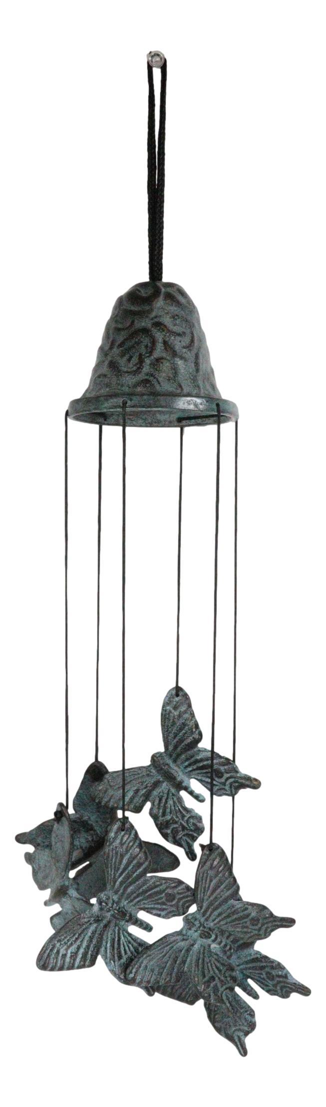 Ebros Gift Cozy Cottage Garden Butterfly Mariposa Brass Resonant Relaxing Wind Chime Patio