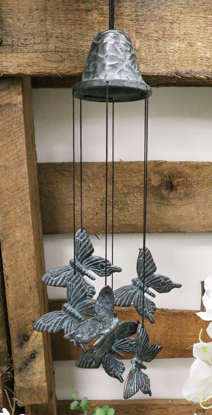 ebros gift Cozy Cottage Garden Butterfly Mariposa Brass Resonant Relaxing Wind Chime Patio