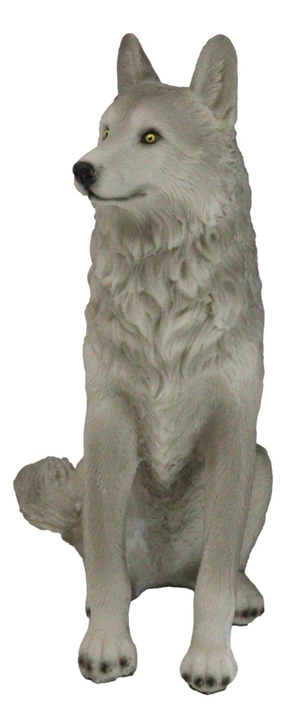 Ebros Gift Cries Of The Night Sitting Alpha Grey Direwolf Wolf Home Decor Figurine 6"H