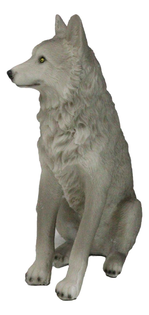 Ebros Gift Cries Of The Night Sitting Alpha Grey Direwolf Wolf Home Decor Figurine 6"H
